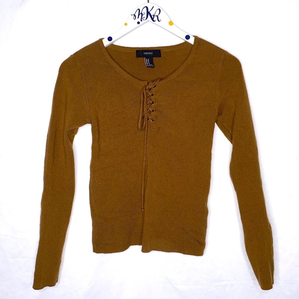 Brown Sweater Long Sleeve Top Shirt